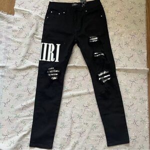 Amiri Silver Patch Logo Jeans